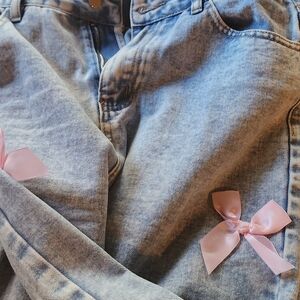 Denim Jeans with Pink Bows